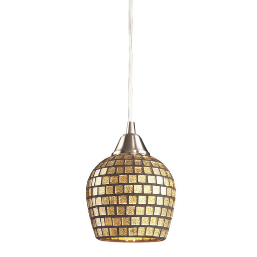 Atlas Lighting Fusion 5'' Wide 1Lt Pendant, Nickel/Gold Leaf Mosaic