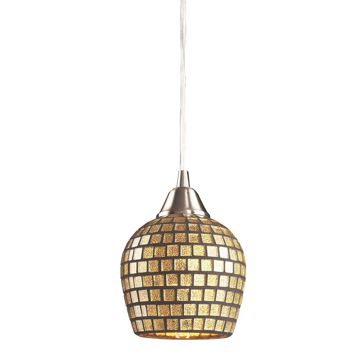 Atlas Lighting Fusion 5'' Wide 1Lt Pendant, Nickel/Gold Leaf Mosaic