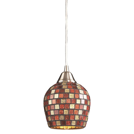 Atlas Lighting Fusion 5''W 1Lt Mini Pendant, Nickel/Multi Mosaic