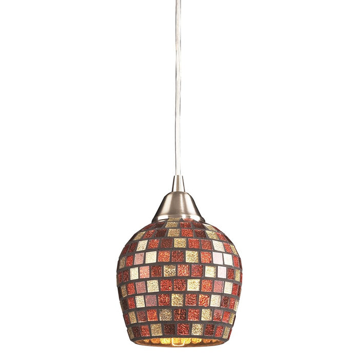 Atlas Lighting Fusion 5''W 1Lt Mini Pendant, Nickel/Multi Mosaic