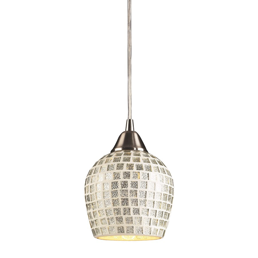 Atlas Lighting Fusion 5'' Wide 1Lt Pendant, Nickel/Silver Mosaic