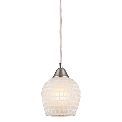 Atlas Lighting Fusion 5''W 1Lt Pendant, Satin Nickel/White Mosaic