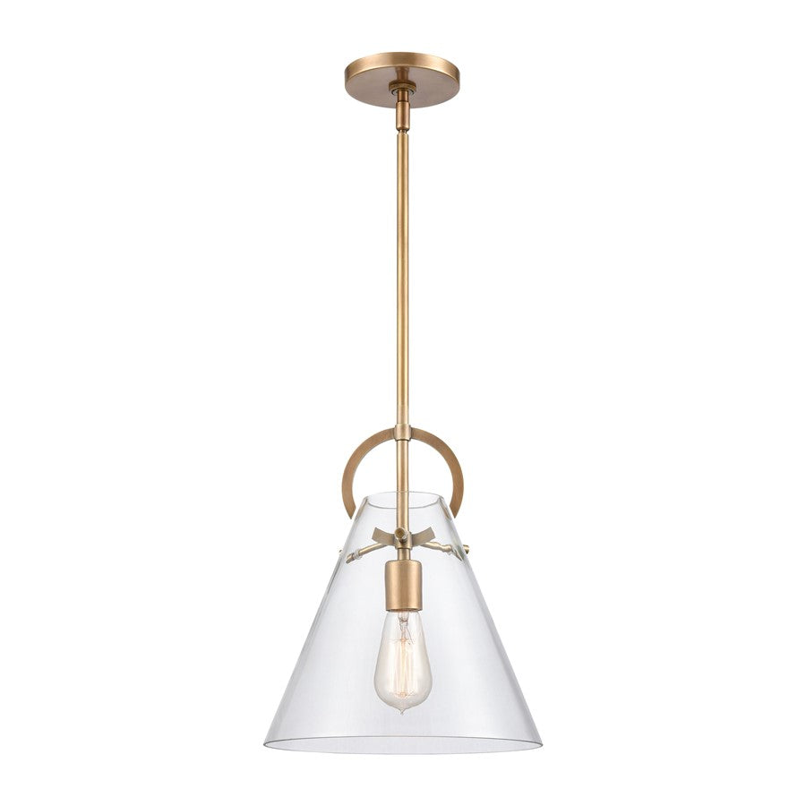 Atlas Lighting Gabby 11'' Wide 1Lt Mini Pendant, Brass/Clear