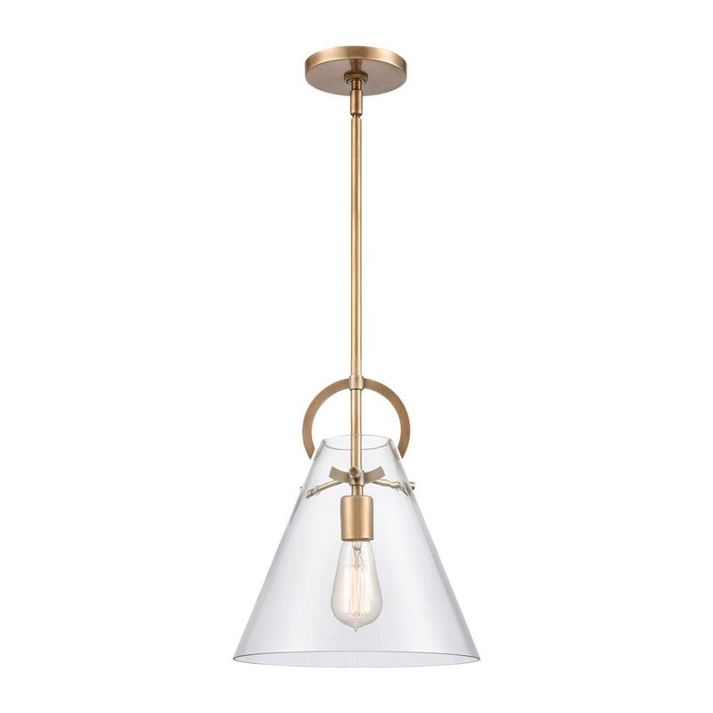 Atlas Lighting Gabby 11in 1-Light Mini Pendant | Modern Brass and Clear Glass | Kitchen Island & Dining Room | 11 x 11 x 14 in | Model CL11592-BS