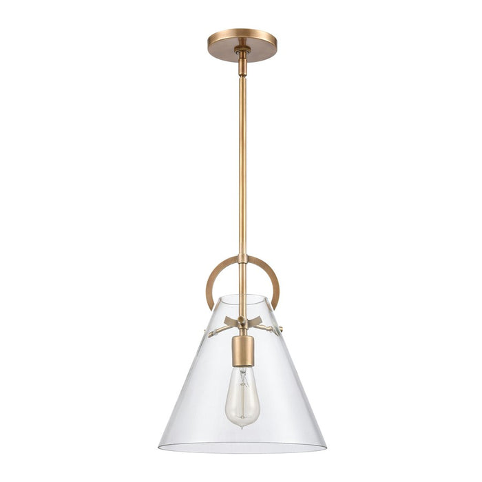 Atlas Lighting Gabby 11'' Wide 1Lt Mini Pendant, Brass/Clear