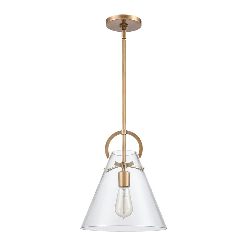 Atlas Lighting Gabby 11in 1-Light Mini Pendant | Modern Brass and Clear Glass | Kitchen Island & Dining Room | 11 x 11 x 14 in | Model CL11592-BS