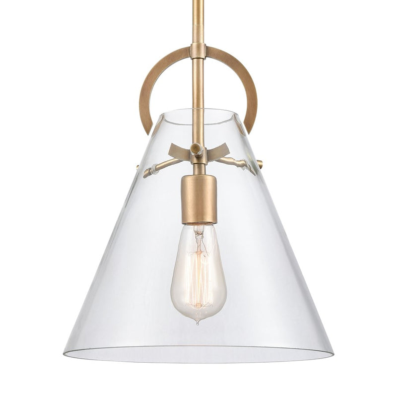 Atlas Lighting Gabby 11in 1-Light Mini Pendant | Modern Brass and Clear Glass | Kitchen Island & Dining Room | 11 x 11 x 14 in | Model CL11592-BS