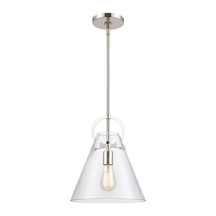 Atlas Lighting Gabby 11'' Wide 1Lt Mini Pendant, Nickel/Clear
