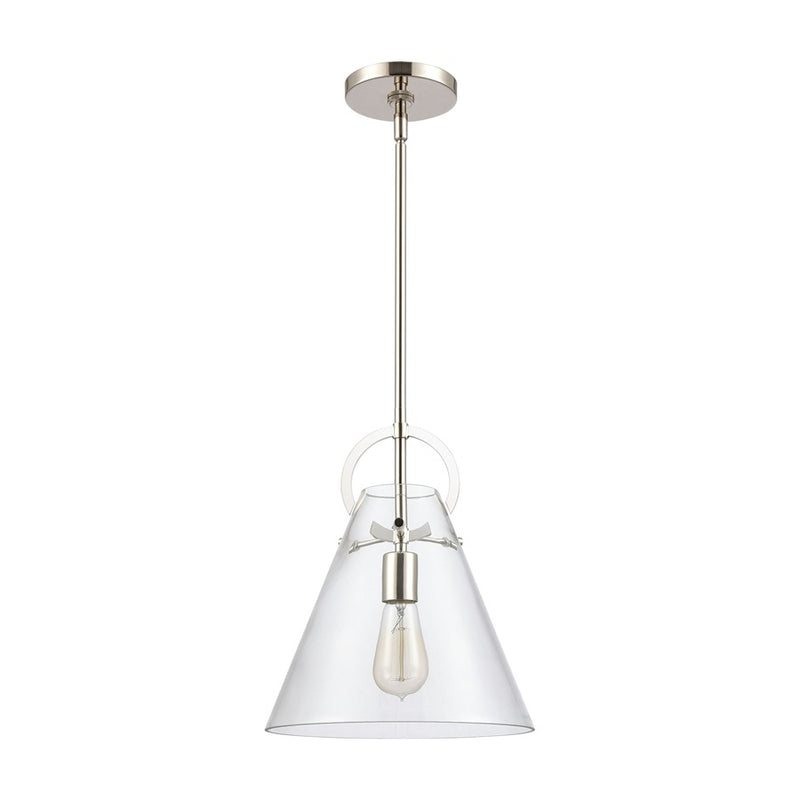 Atlas Lighting Gabby 11in 1-Light Mini Pendant | Modern Polished Nickel and Clear Glass | Kitchen Island & Dining Room | Model CL11592-NK