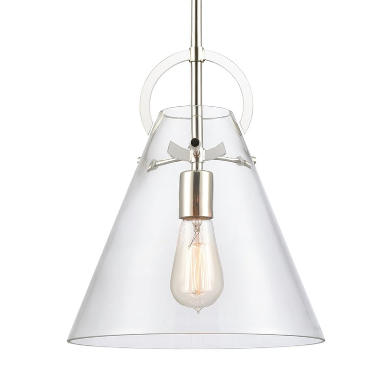 Atlas Lighting Gabby 11in 1-Light Mini Pendant | Modern Polished Nickel and Clear Glass | Kitchen Island & Dining Room | Model CL11592-NK