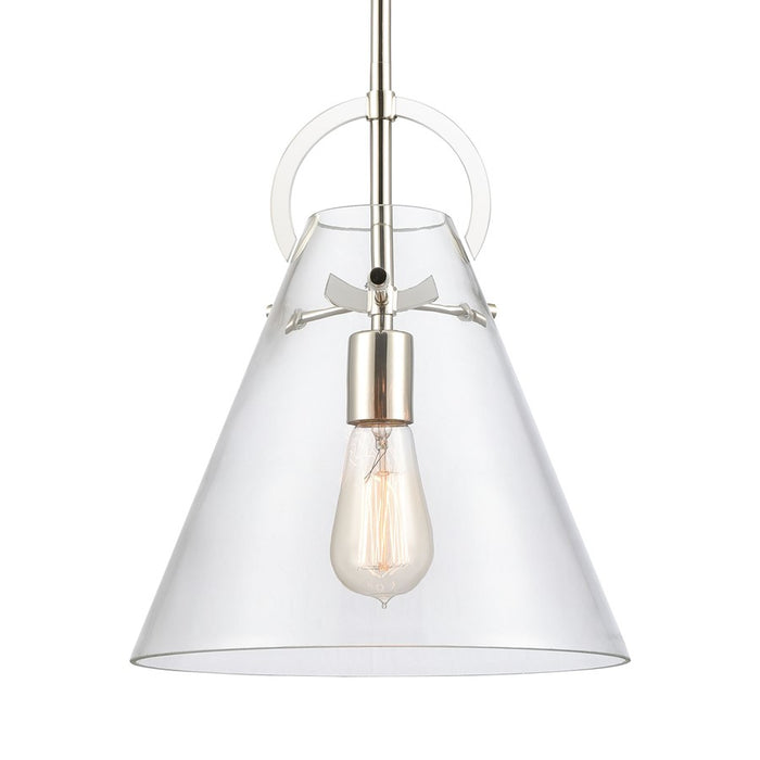 Atlas Lighting Gabby 11'' Wide 1Lt Mini Pendant, Nickel/Clear