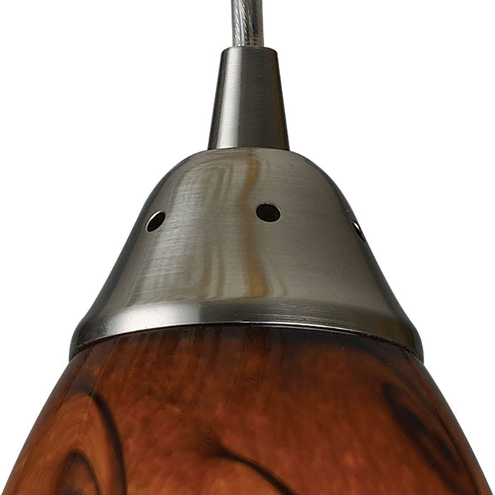 Atlas Lighting Galaxy 5'' Wide 1Lt Pendant, Satin Nickel/Brown