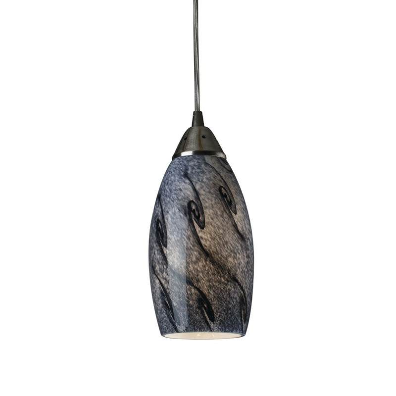 Atlas Lighting Galaxy 5'' Wide 1Lt Pendant, Satin Nickel/Gray