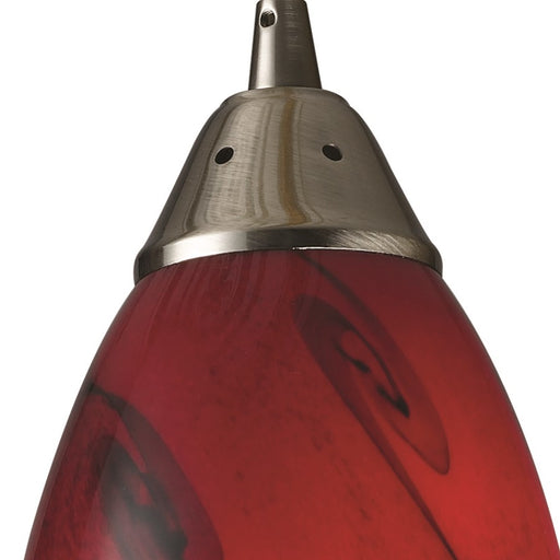 Atlas Lighting Galaxy 5'' Wide 1Lt Pendant, Satin Nickel/Red