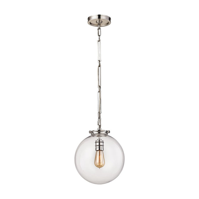 Atlas Lighting Gramercy 11'' Wide 1Lt Mini Pendant, Nickel/Clear
