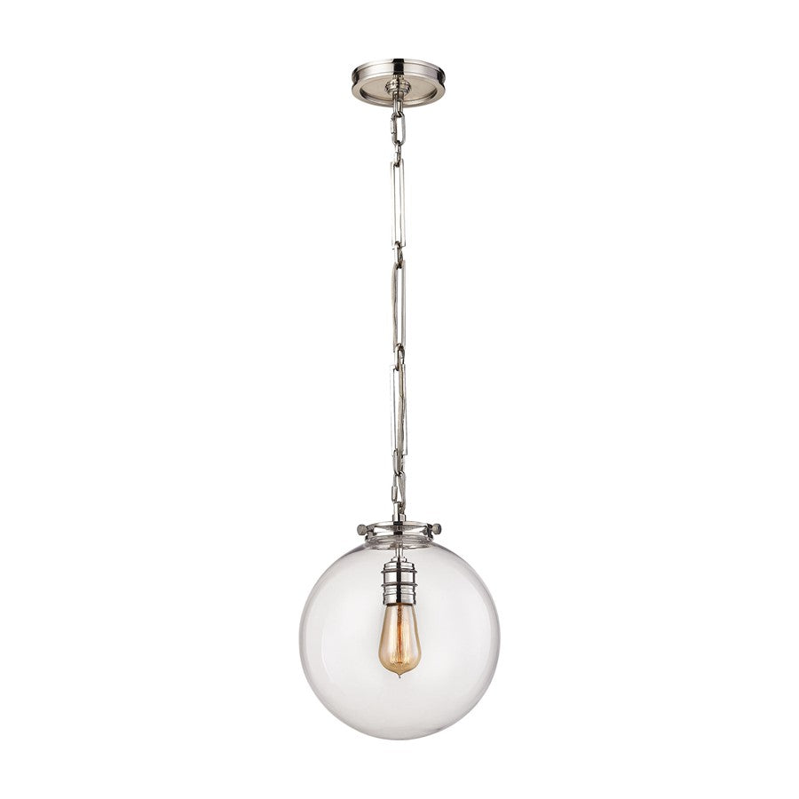 Atlas Lighting Gramercy 11'' Wide 1Lt Mini Pendant, Nickel/Clear
