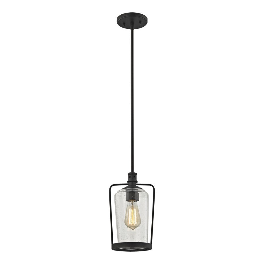 Atlas Lighting Hamel 7'' Wide 1Lt Mini Pendant, Bronze/Clear