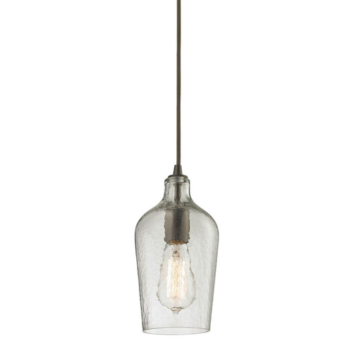 Atlas Lighting Hammered Glass 5'' Wide 1Lt Pendant, Bronze/Clear