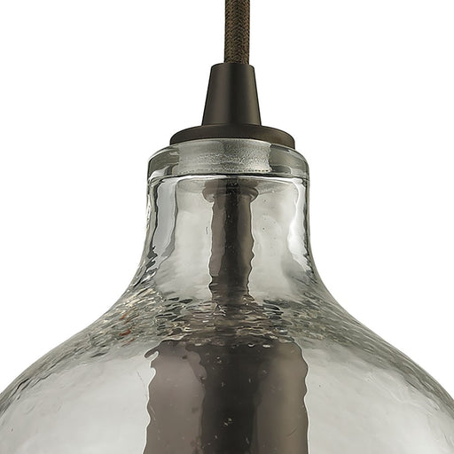 Atlas Lighting Hammered Glass 5'' Wide 1Lt Pendant, Bronze/Clear