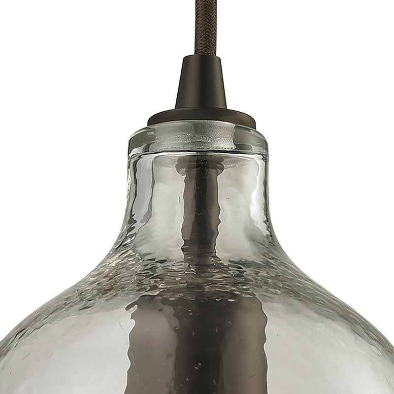 Atlas Lighting Hammered Glass 5in 1-Light Pendant | Transitional Clear Glass and Oil Rubbed Bronze | Kitchen Island & Dining Room | Model CL11602-CL
