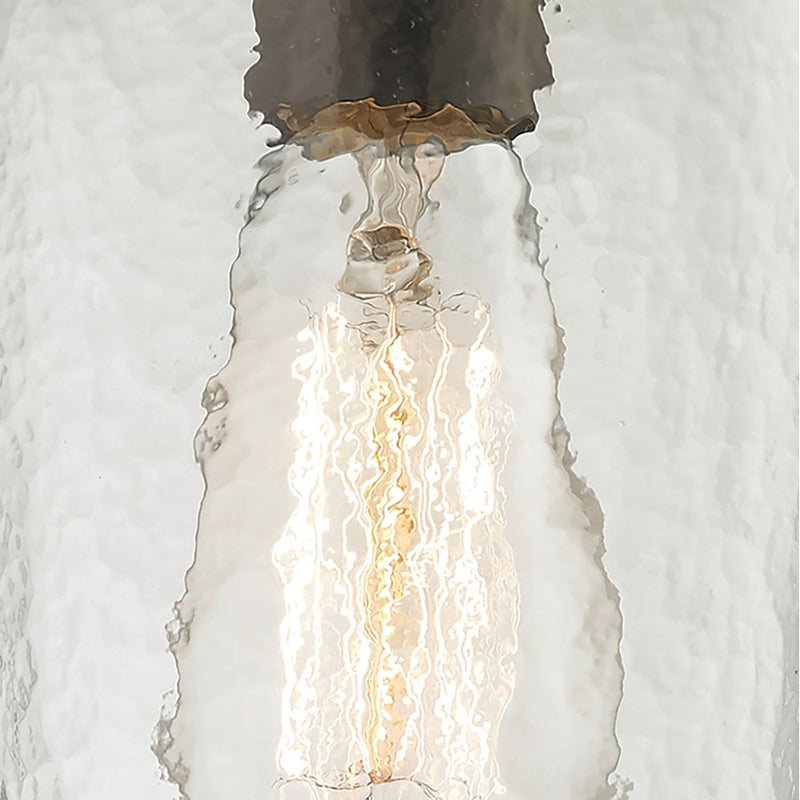 Atlas Lighting Hammered Glass 5'' Wide 1Lt Pendant, Bronze/Clear