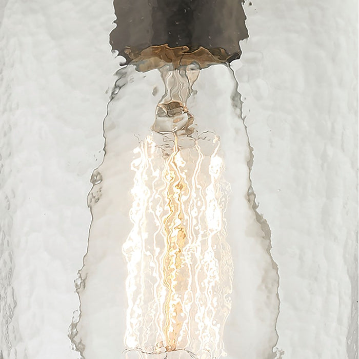 Atlas Lighting Hammered Glass 5'' Wide 1Lt Pendant, Bronze/Clear