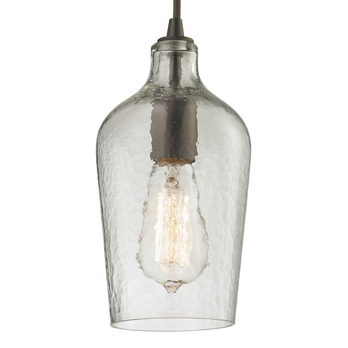Atlas Lighting Hammered Glass 5'' Wide 1Lt Pendant, Bronze/Clear