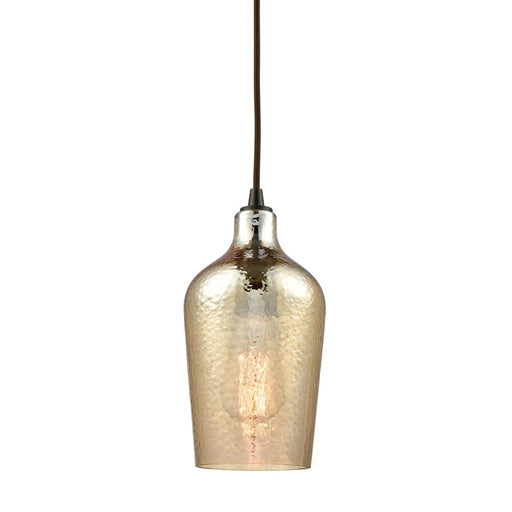Atlas Lighting Hammered Glass 5'' Wide 1Lt Pendant, Bronze/Amber