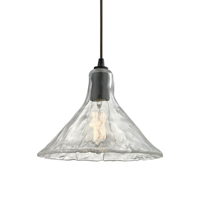 Atlas Lighting Hand Formed 10'' Wide 1Lt Mini Pendant, Bronze/Clear