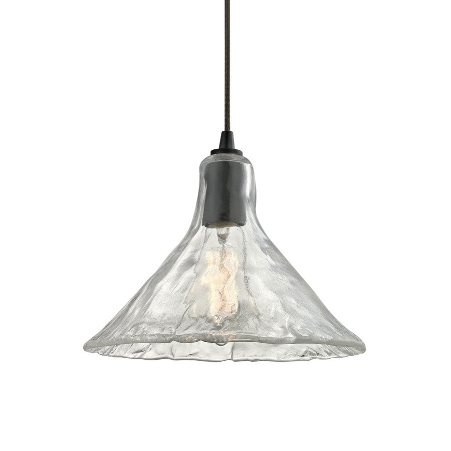 Atlas Lighting Hand Formed 10'' Wide 1Lt Mini Pendant, Bronze/Clear