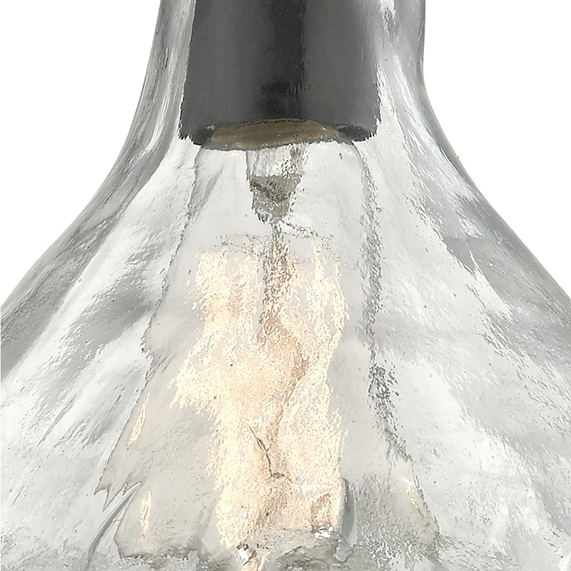 Atlas Lighting Hand Formed Glass 10in 1-Light Mini Pendant | Transitional Oil Rubbed Bronze and Clear Textured Glass | Kitchen | Model CL11603-BZ