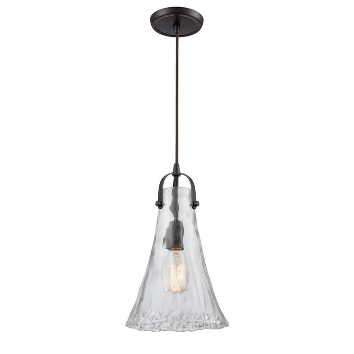 Atlas Lighting Hand Formed 8'' Wide 1Lt Mini Pendant, Bronze/Clear