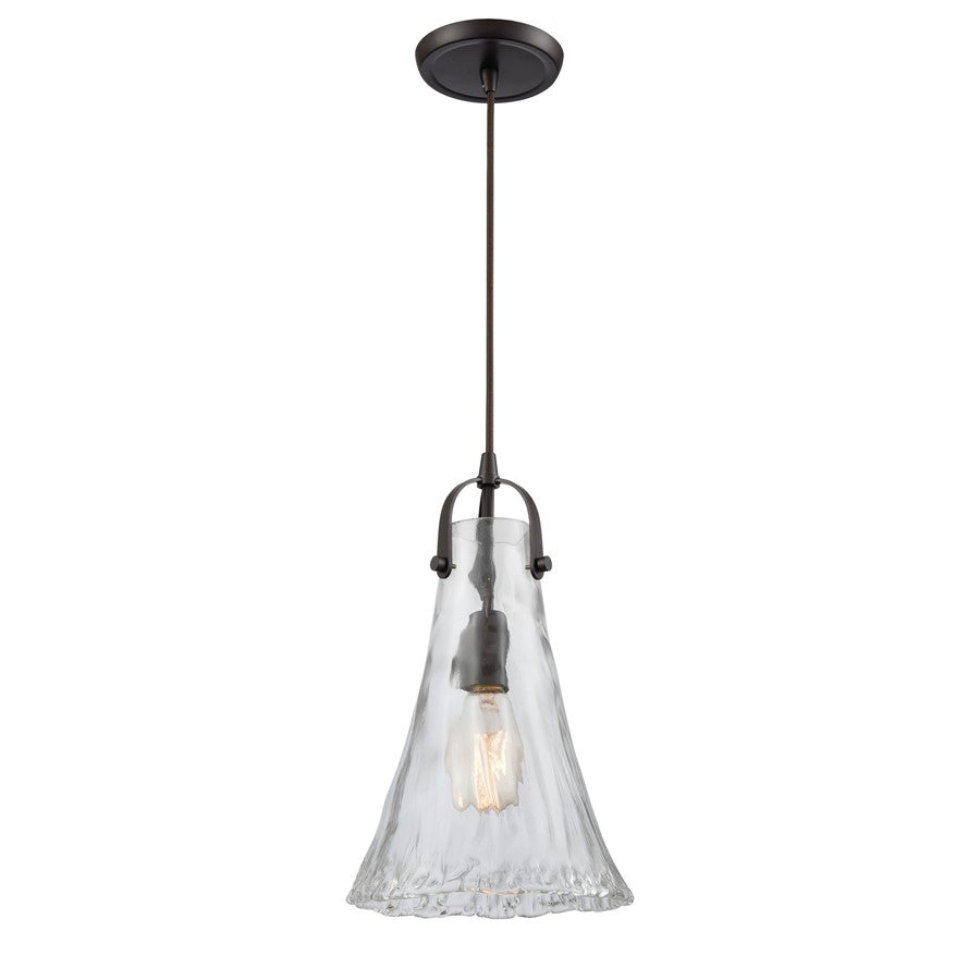 Atlas Lighting Hand Formed 8'' Wide 1Lt Mini Pendant, Bronze/Clear