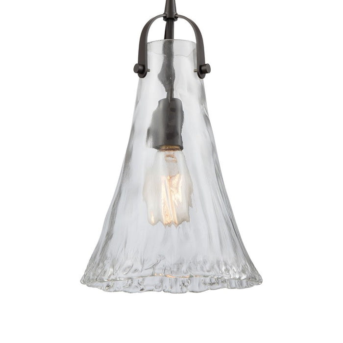 Atlas Lighting Hand Formed 8'' Wide 1Lt Mini Pendant, Bronze/Clear
