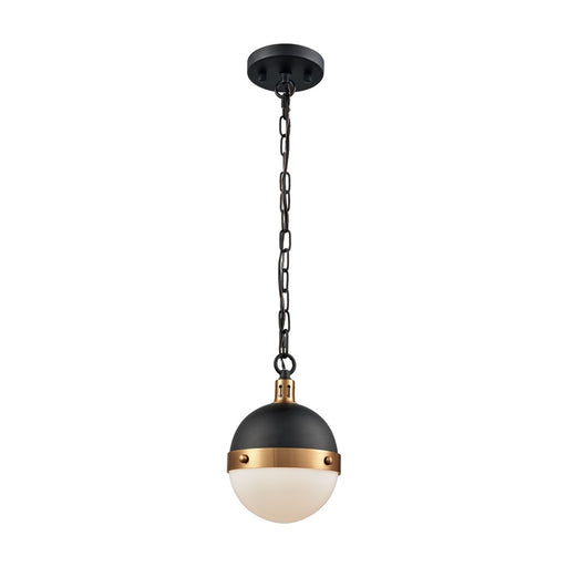 Atlas Lighting Harmelin 7''W 1Lt Mini Pendant, Matte Black/White