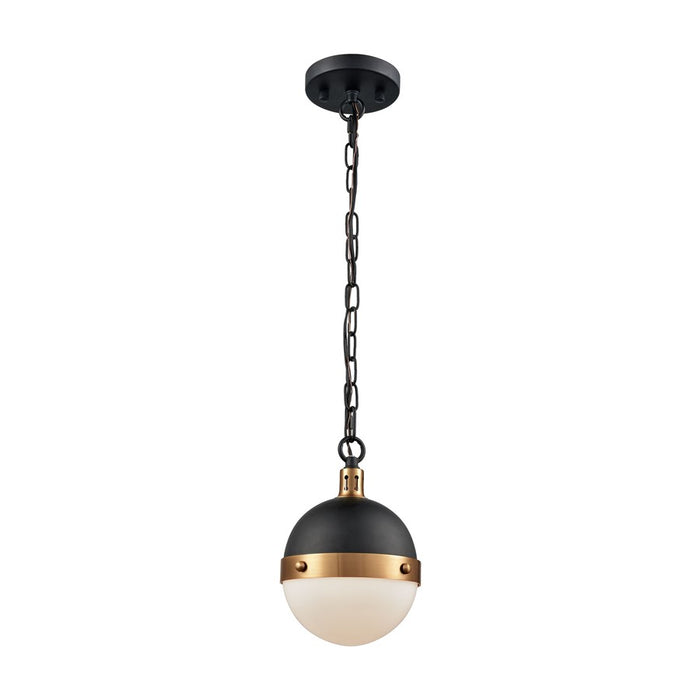 Atlas Lighting Harmelin 7''W 1Lt Mini Pendant, Matte Black/White