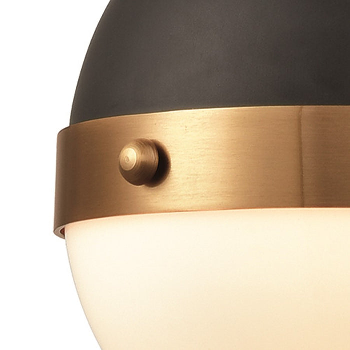 Atlas Lighting Harmelin 7''W 1Lt Mini Pendant, Matte Black/White