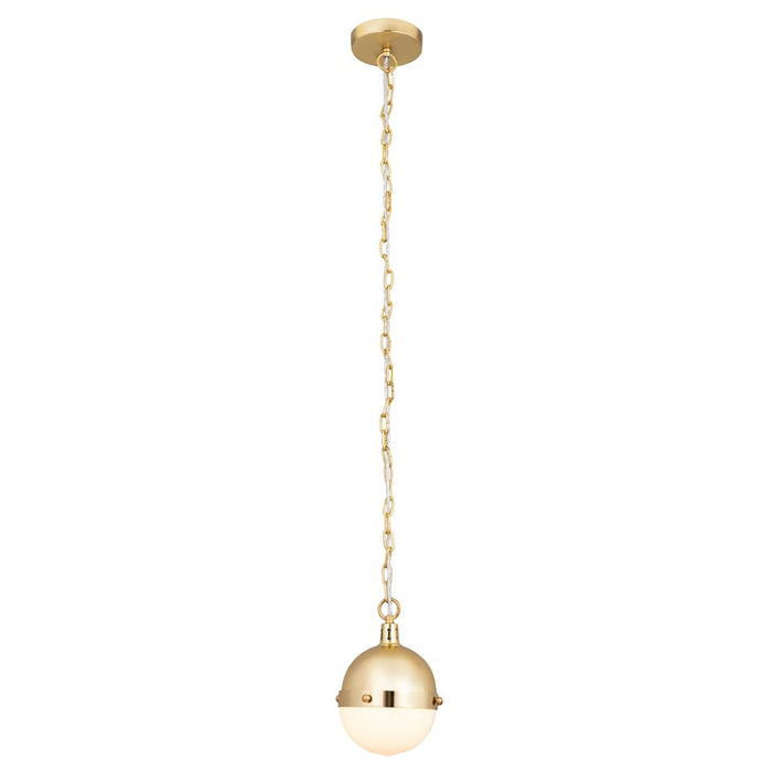 Atlas Lighting Harmelin 7''W 1Lt Mini Pendant, Satin Brass/White
