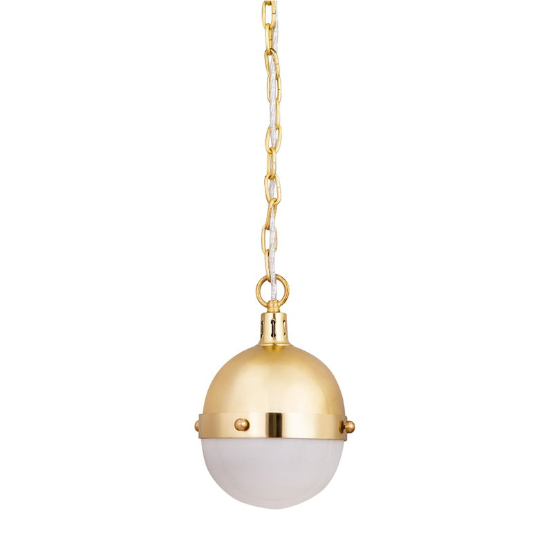 Atlas Lighting Harmelin 7''W 1Lt Mini Pendant, Satin Brass/White
