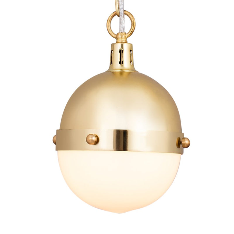 Atlas Lighting Harmelin 7''W 1Lt Mini Pendant, Satin Brass/White
