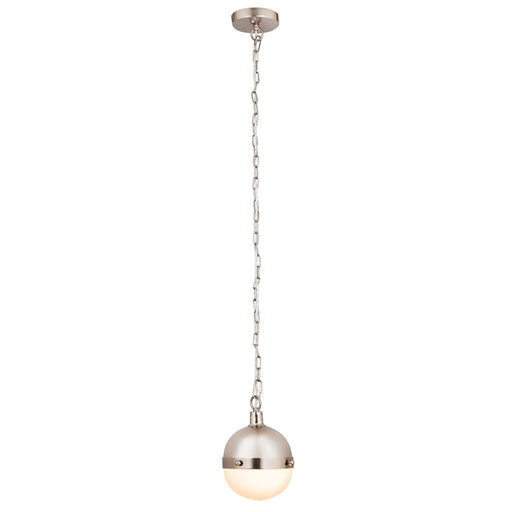 Atlas Lighting Harmelin 7''W 1Lt Mini Pendant, Satin Nickel/White
