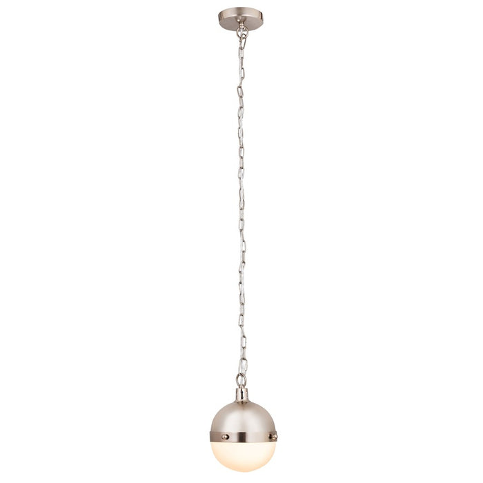 Atlas Lighting Harmelin 7''W 1Lt Mini Pendant, Satin Nickel/White