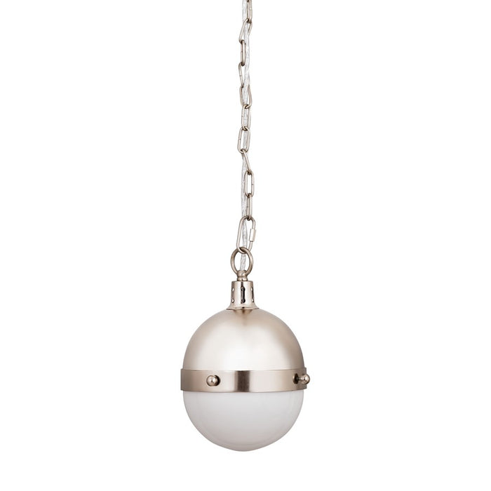 Atlas Lighting Harmelin 7''W 1Lt Mini Pendant, Satin Nickel/White