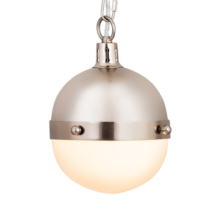 Atlas Lighting Harmelin 7''W 1Lt Mini Pendant, Satin Nickel/White