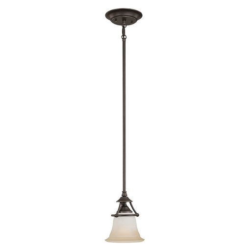 Atlas Lighting Harmony 7'' Wide 1Lt Mini Pendant, Aged Bronze/White