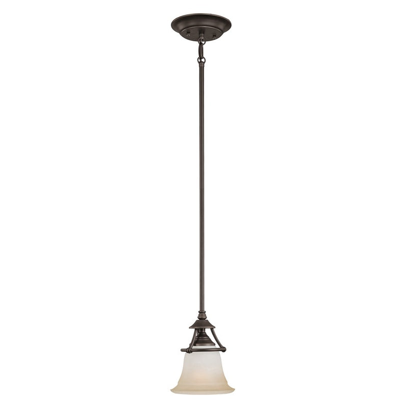 Atlas Lighting Harmony 7in 1-Light Mini Pendant | Traditional Aged Bronze and White Frosted Glass | Kitchen Island & Dining Room | Model CL11606-BZ