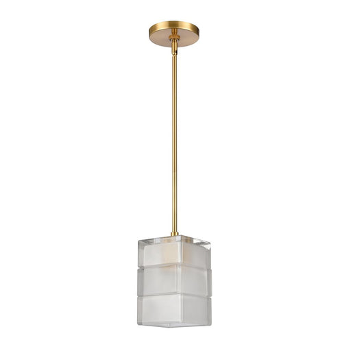 Atlas Lighting Ice Blocks 6'' Wide 1Lt Mini Pendant, Brass/White
