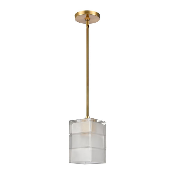 Atlas Lighting Ice Blocks 6'' Wide 1Lt Mini Pendant, Brass/White