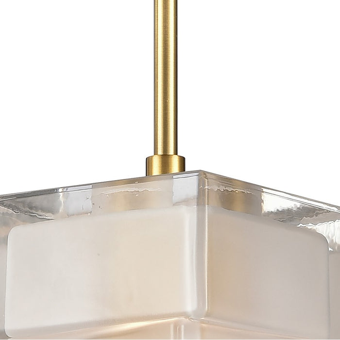Atlas Lighting Ice Blocks 6'' Wide 1Lt Mini Pendant, Brass/White
