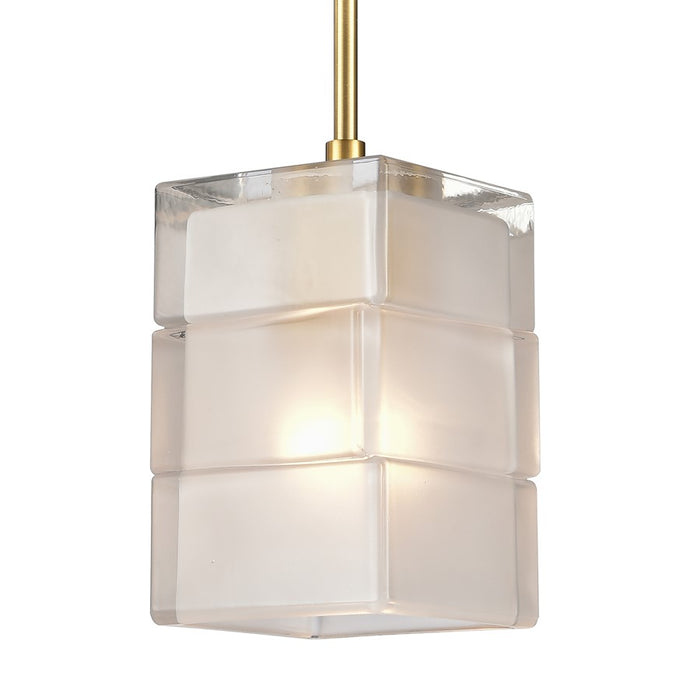 Atlas Lighting Ice Blocks 6'' Wide 1Lt Mini Pendant, Brass/White